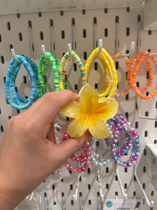 Hibiscus flower hair clip Reece’s coastal bracelets