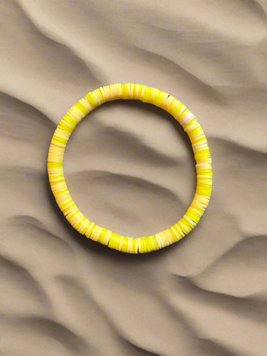 Yellow Sunshine Beaded Bracelet – Handmade Polymer Clay Bracelet, Beachy Summer Aesthetic Jewelry Reece’s coastal bracelets